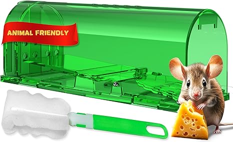 Utopia Home Humane Mouse Traps Indoor for Home - Green Reusable Mice Traps for House Indoor - Pet Safe Mouse Trap Easy to Set, Quick, Effective, & Safe Rodent Trap