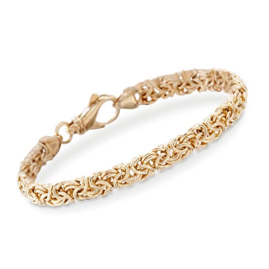 Ross-Simons 18kt Gold Over Sterling Silver Small Byzantine Bracelet