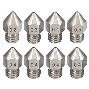 KeeYees 8PCS Stainless Steel 3D Printer Nozzle Print Head 0.2mm 0.3mm 0.4mm 0.5mm for 3D Printer Extruder Hotend 1.75mm Filament