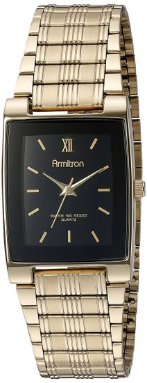 Armitron Mens 201576 Gold-Tone Black Dial Dress Watch