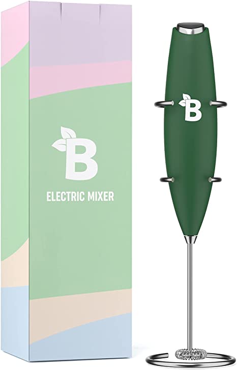 Bloom Nutrition High Powered Mixer | Stainless Steel Mini Handheld Whisk Milk Frother for Coffee, Greens, Matcha, Protein, & More