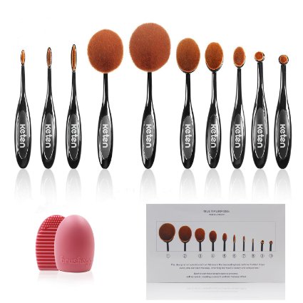 Keten Oval Makeup Brush Set 10 PCS Soft Toothbrush Foundation Brushes Concealer Cosmetics Powder Brush Make Up Tool Set