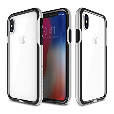 iPhone X Bumper Case, Patchworks Level Silhouette Series in Metallic Silver - [Frame Protection] No Bulk [Air Pocket Interior] Thin Lightweight Triple Layer Protection Slim Frame Rugged Cover