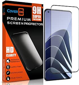 CoverON Tempered Glass Designed For OnePlus 10 Pro Screen Protector, Anti-Scratch Edge to Edge Black Rim Coverage