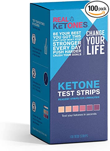 Real Ketones Keto Urine Testing Strips - 100 Count Ketone Urinalysis Test Sticks for Measuring Ketosis Levels Quickly and Accurately