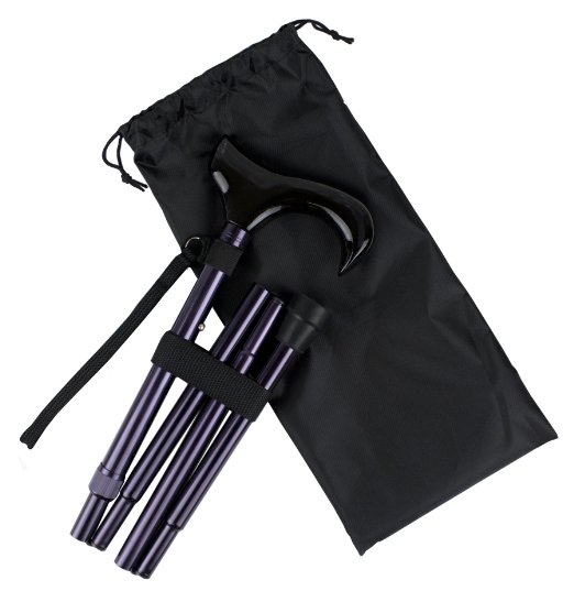 Ez2care Classy Adjustable Folding Cane with Carrying Case Metallic Purple