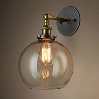 BAYCHEER HL416426 Vintage Industrial Edison Style Finish Round Glass Ball Shape Wall Lamp Vintage Lighting Fixture Lights Wall Sconce