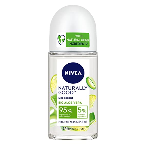 NIVEA Naturally Good Deodorant Roll On, Bio Aloe Vera, 50 ml