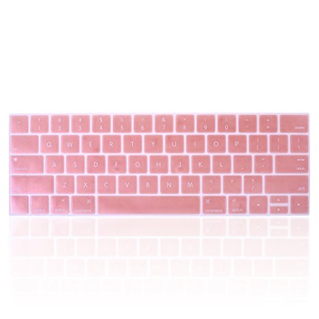 BCP Keyboard Protector Cover Silicone Skin for Latest (Model A1706/A1707/A1708)) New Version MacBook Pro 13" 15" Retina Display (2016 Version, With Touch Bar) (Rose Gold)