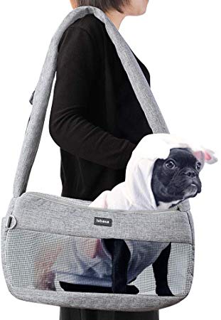 Isbasa Pet Sling Carrier, Hand Free Sling Adjustable Bag with Thick Shoulder Strap and Breathable Design for Small Dogs and Cats