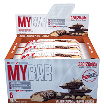 Pro Supps Mybar Oven Baked Protein Bar, Salted Caramel Peanut Crunch, 6 Count