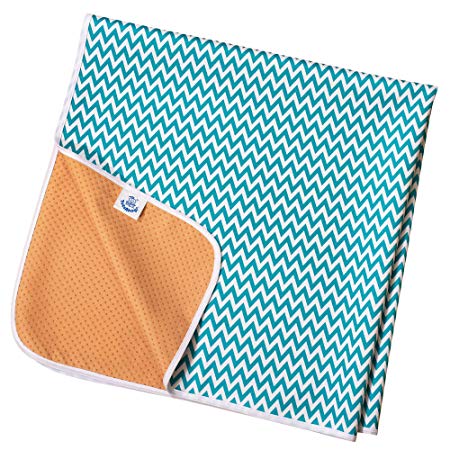 Non Slip Splash Mat by TotsAhoy!® Large Under Highchair Baby Weaning Floor Protector (Blue Chevron)