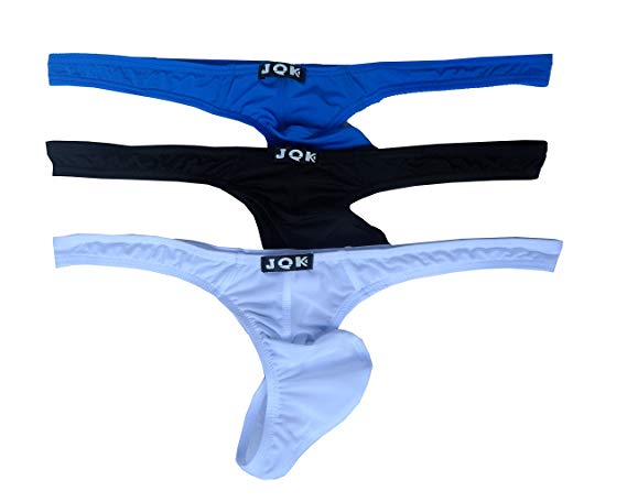Men's Nylon Thongs Underwear Sexy Low Rise Bulge Pouch Briefs Pack of 3