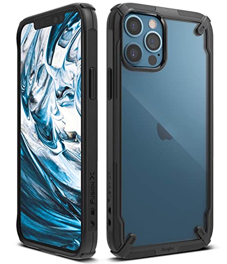 Ringke Fusion-X for iPhone 12 Pro Max Case Back Cover, [Military Drop Tested] Ergonomic Transparent PC Back TPU Bumper Impact Resistant Protection for iPhone 12 Pro Max Back Cover Case - Black