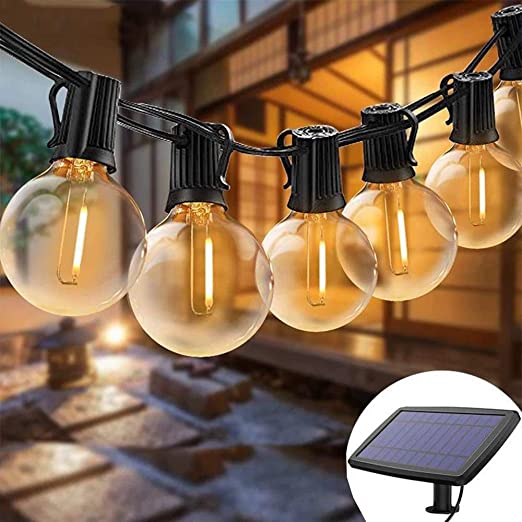 Solar Lights String Outdoor Waterproof LED Indoor Hanging Umbrella Lights with 25 Bulbs - 27 Ft Patio Lights for Deckyard Tents Market Cafe Gazebo Porch Party Garden Decor