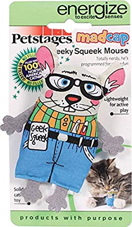 Petstages Madcap Geeky Squeaky Mouse Catnip Toy