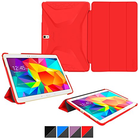 rooCASE Samsung Galaxy Tab S 10.5 Case - Optigon 3D [Red] Lightweight Slim Shell 10.5-Inch Tri Fold Stand Smart Cover