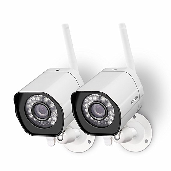 Zmodo Wireless Security Camera System (2 pack) Smart HD Outdoor WiFi IP Cameras with Night Vision (Certified Refurbished)