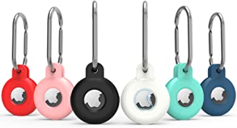 6 Pack Airtag Keychain Soft Silicone Case, Anti-Scratch Shock-Absorbing Airtag Holder for Apple Air Tag 2021, Airtag Accessories for Keys, Backpacks, Pet, The Valuables (5*Colors 1*Lumious)