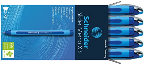 Schneider Slider Memo XB Ballpoint Pen, Blue, Box of 10 Pens (150203)