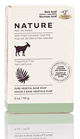 Nature by Canus Pure Vegetal Base Soap with Fresh Canadian Goat Milk, Fragrance-Free, 5 Ounce Bar