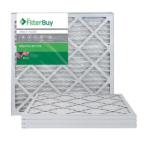 FilterBuy AFB MERV 8 20x22x1 Pleated AC Furnace Air Filter, (Pack of 4 Filters), 20x22x1 - Silver