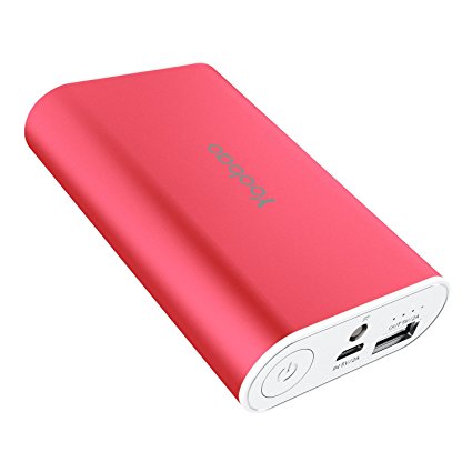 Yoobao S3 6000mAh Mini Portable Power Bank External Portable Battery Charger with Premium Aluminum Alloy Shell for iPhone 6 6s Plus 7 Samsung Galaxy S7 S6 S5 LG HTC BLU and More Smartphones - Red