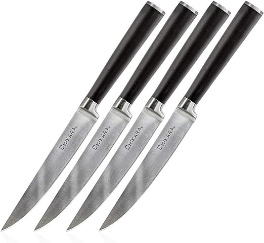 Ginsu Chikara Series Forged 4-Piece Steak Knives Set – 420J Japanese Stainless Steel Knife Set, 07104DS
