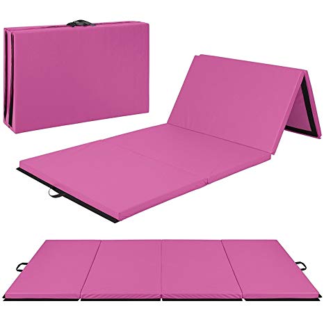 BlackShark 10' x 4' x 2" PU Leather Folding Gymnastics Mat For Tumbling Martial Arts Aerobics Yoga Gym with Handle