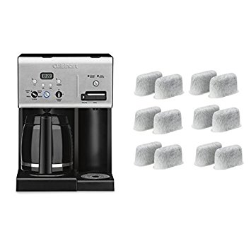 Cuisinart CHW-12 Coffee Plus 12-Cup Programmable Coffeemaker with Hot Water System, Black/Stainless and Everyday 12-Pack Replacement Charcoal Water Filters for Cuisinart Coffee Machines Bundle