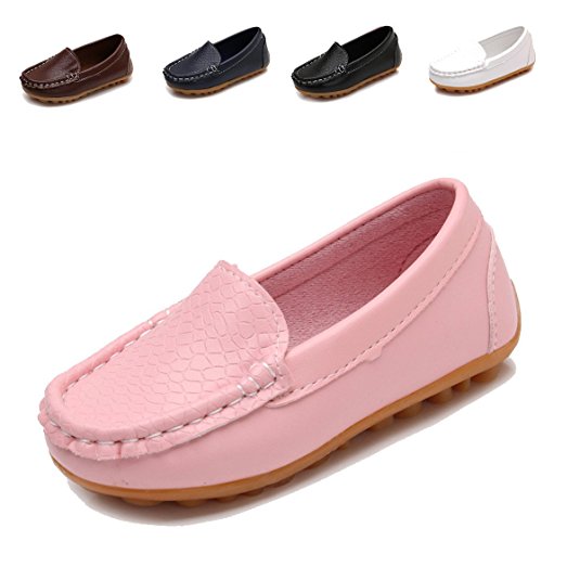 Toddler Boys Girls Leather Loafers Slip on Boat Dress Shoes Flat