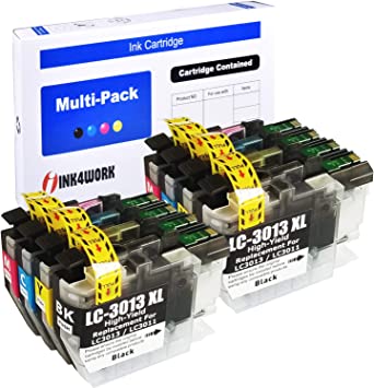 INK4WORK LC3013XL 8-Pack Compatible Ink Cartridges Replacement for Brother LC-3013 LC3013 LC3011 LC-3011 XL for use with MFC-J491DW MFC-J497DW MFC-J690DW MFC-J895DW (2BK, 2C, 2M, 2Y)