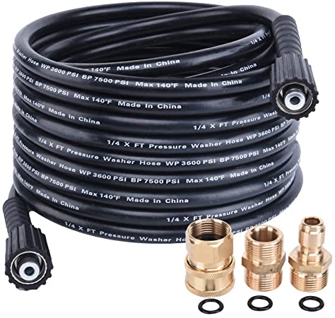 N / A 25 Ft High Pressure Washer Hose, Upgraded Kink Free Power Washer Hose for Replacement and Extension, M22 14mm or M22 15mm