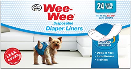 Four Paws Wee Wee Dog Diaper Garment Pads 24 Count