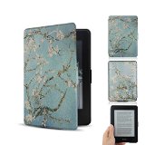 Walnew the Thinnest and the Lightest Colorful Painting Leather Cover Case for Kindle Paperwhitefits All Versions 2012 2013 2014 and 2015 All-new 300 PPI Versions Tablet with 6 Display and Built-in Light For Kindle Paperwhite Tree and Flower