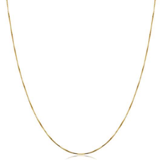 Kooljewelry 18k Yellow Gold 0.5 mm Venetian Box Chain Necklace (16, 18, 20, 22, 24, 30 or 36 inch)