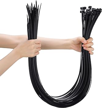 50 Pcs Zip Ties Heavy Duty Strong Large Cable Wire Ties Zip Ties Industrial Sturdy Wire Ties, Awnings Tying Branches Bundling of Crops Fixed Water Pipes (Black, 60 Inch)
