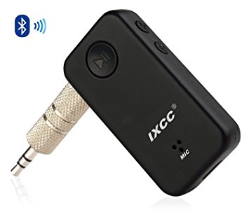 Car Bluetooth Receiver - iXCC New Generation [Bluetooth 4.0, 200MAH Built-in Battery] Car Adapter for Answering Calls, Playing Music and More - Black