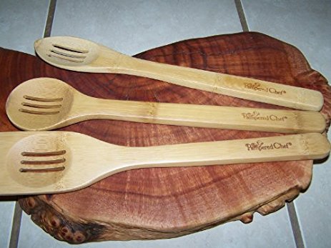 The Pampered Chef Bamboo Slotted Spoons Set