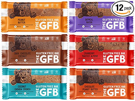 The GFB Gluten Free Snack Bars, Vegan, Protein, Gluten Free, NON-GMO Sampler Variety Pack(12 Count)