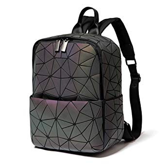 DIOMO Geometric Women Backpack Holographic Diamond Laptop School Bag