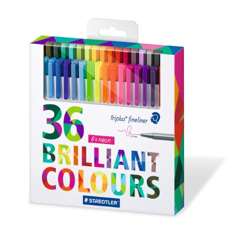 Staedtler Color Pen Set Set of 36 Assorted Colors Triplus Fineliner Pens