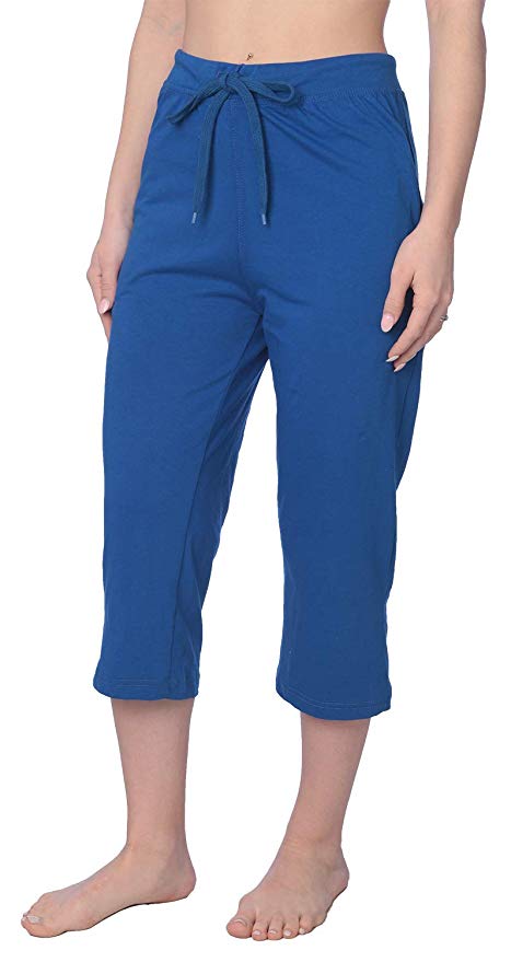 Women's Capri Jersey Knit Pajama Lounge Pant Available in Plus Size