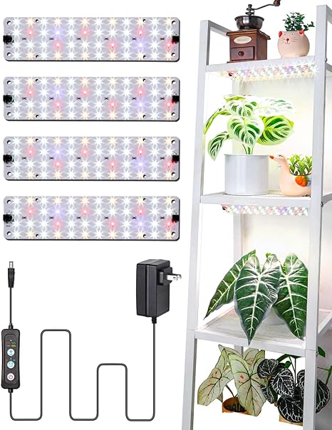 DOMMIA Grow Lights, Linkable Grow Lights for Indoor Plants Full Spectrum, 6/12/16h Timer Plant Grow Lights Indoor Under Cabinet,40W Dimmable Ultra-Thin Plant Lights for Indoor Growing,Seedlings,Veg