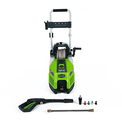 GreenWorks GPW2001 13 and 2000 PSI 1.2 GPM Electric Pressure Washer with Hose Reel