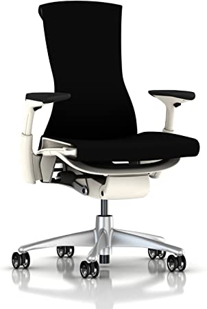 Herman Miller Embody Chair: Fully Adj Arms - White Frame/Titanium Base - Translucent Casters