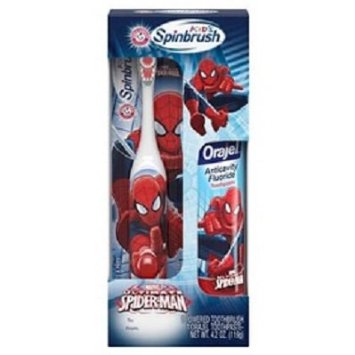 Spider-Man Spinbrush Battery Powered Toothbrush Plus 42 oz Orajel Toothpaste