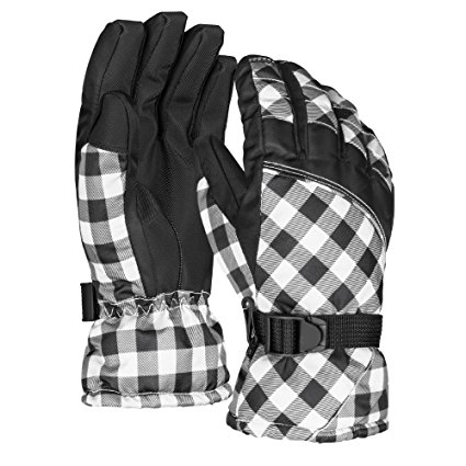 Terra Hiker Winter Gloves with Leather Palms and Drawstring Closure for Women