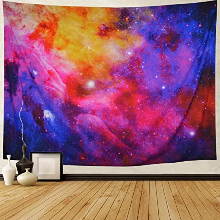 Galaxy Tapestry Space Tapestry Starry Nebula Wall Tapestry Pink Cosmic Stars Tapestry Wall Hanging for Bedroom W78 × H59 Inch