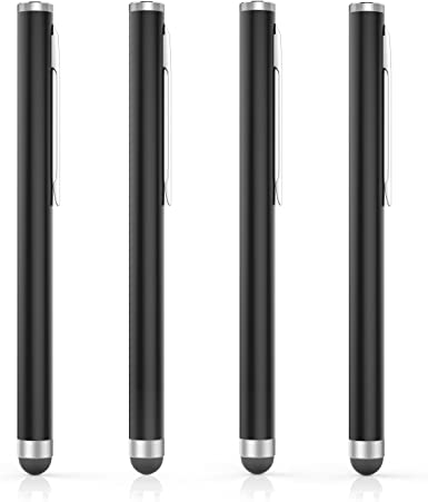 MoKo Stylus Pen(4PCS), Universal Capacitive Touch Screen Rubber Tip Digital Pen Compatible with iPad, iPhone, Samsung, Kindle, All Capacitive Touch Screen Devices Smartphones & Tablets - Black